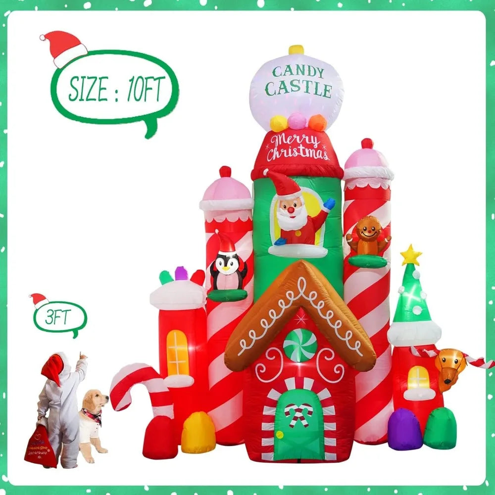 10Ft Christmas Inflatables Candy Castle Decoration