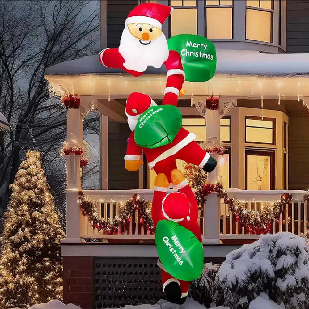 Climbing Santa Inflatable with Built-in LED Lights