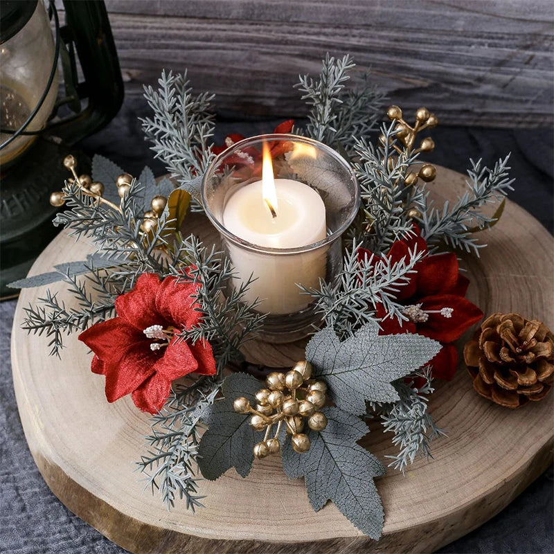 Christmas Candlestick Wreath Artificial Flowers Garland