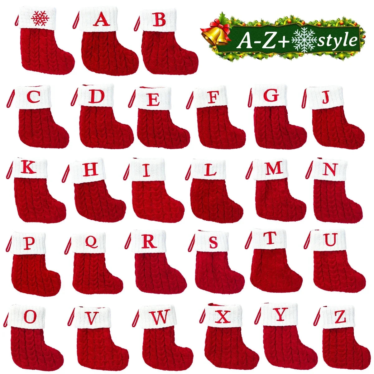 Christmas Socks Knitting Snowflake Letter Stocking Christmas