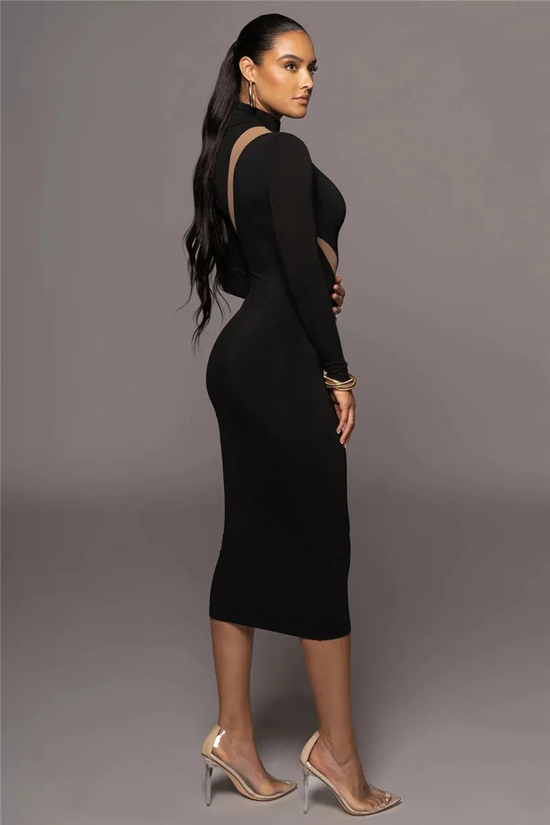 Long Sleeve Bodycon Sexy Maxi Dress