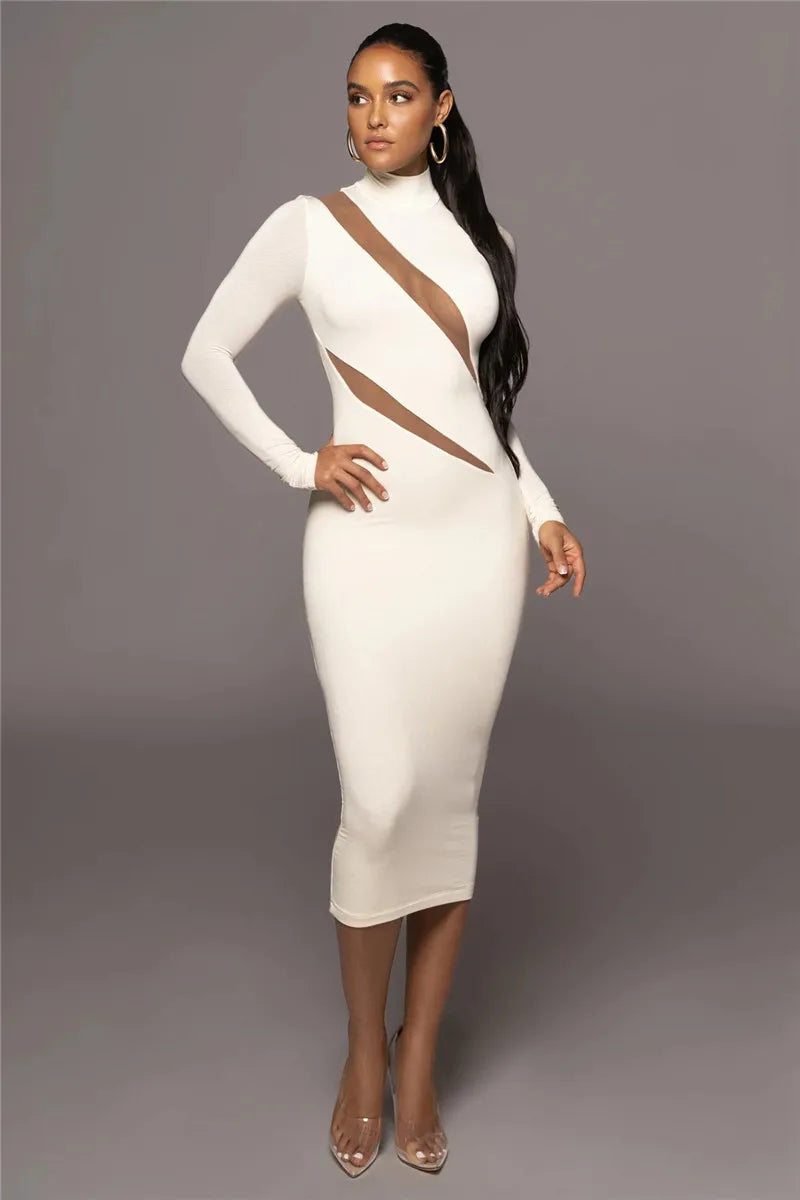 Long Sleeve Bodycon Sexy Maxi Dress