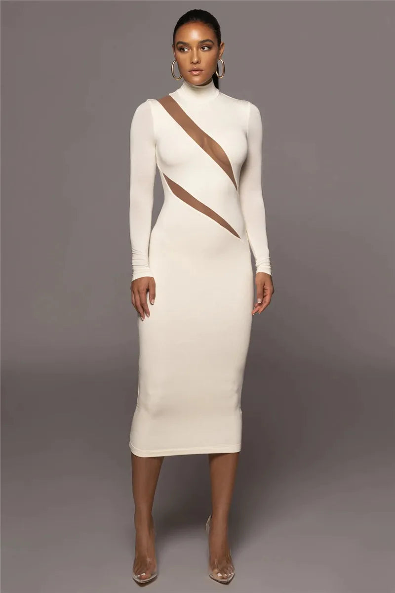 Long Sleeve Bodycon Sexy Maxi Dress