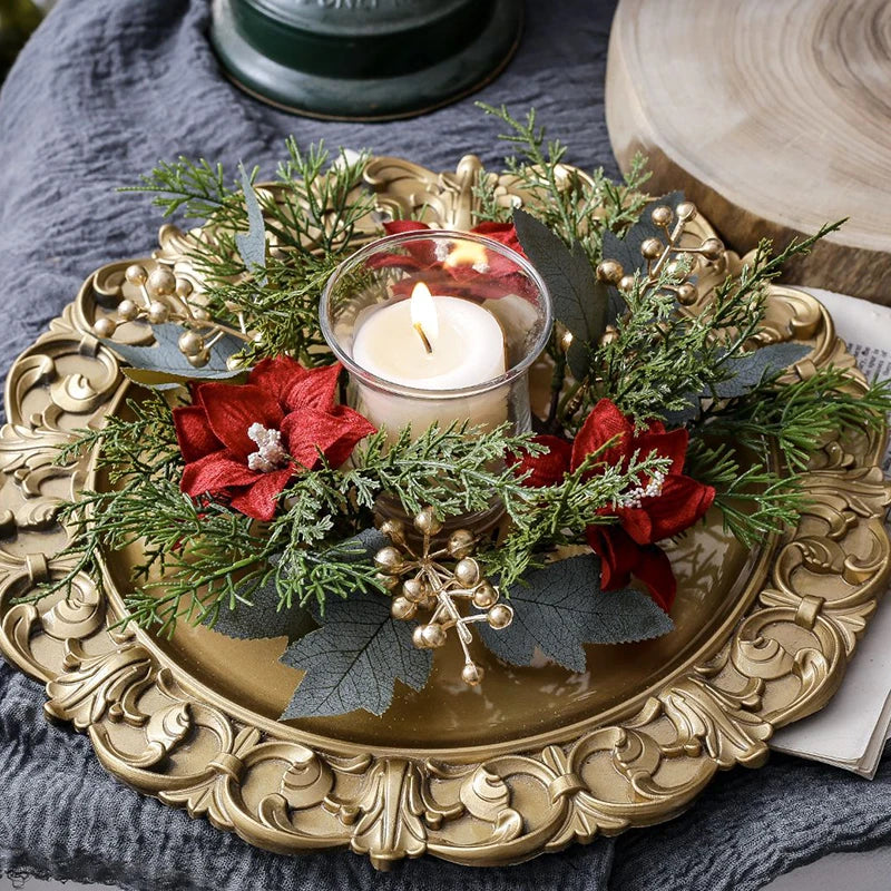 Christmas Candlestick Wreath Artificial Flowers Garland