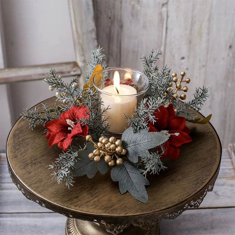 Christmas Candlestick Wreath Artificial Flowers Garland