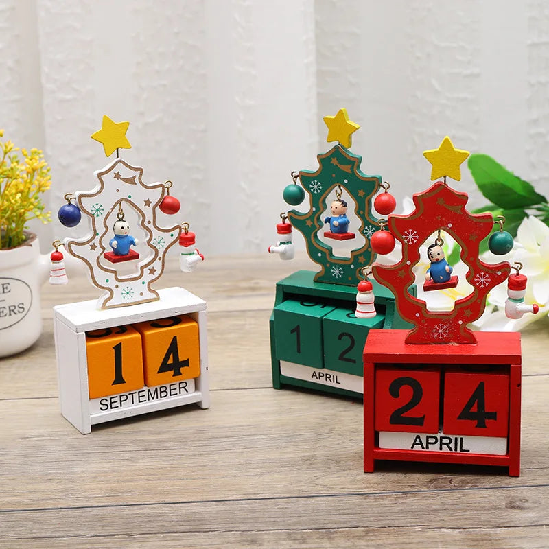 Desktop Christmas Tree Santa DIY Decoration Wooden Christmas