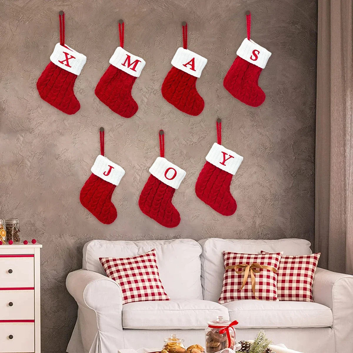 Christmas Socks Knitting Snowflake Letter Stocking Christmas