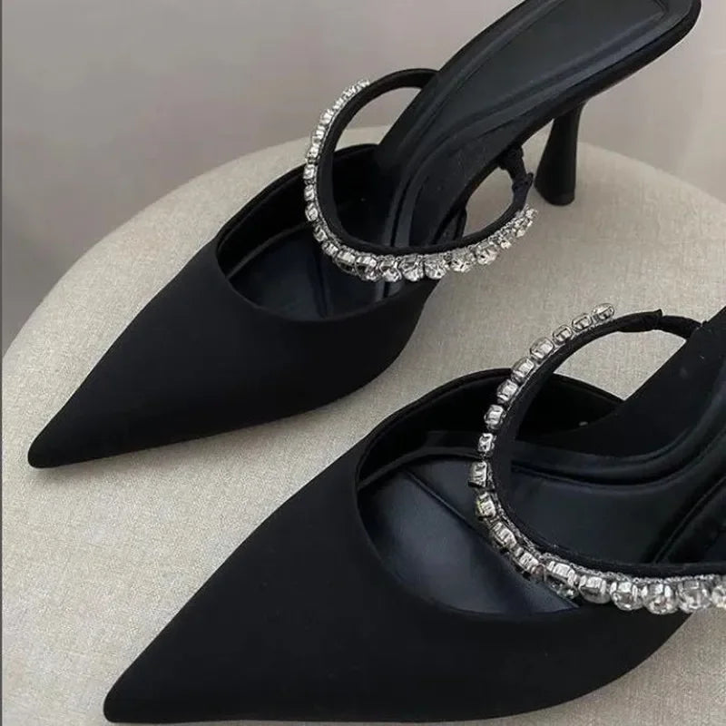 2024 Black Rhinestones Heeled