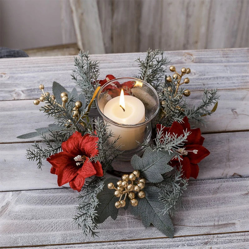 Christmas Candlestick Wreath Artificial Flowers Garland