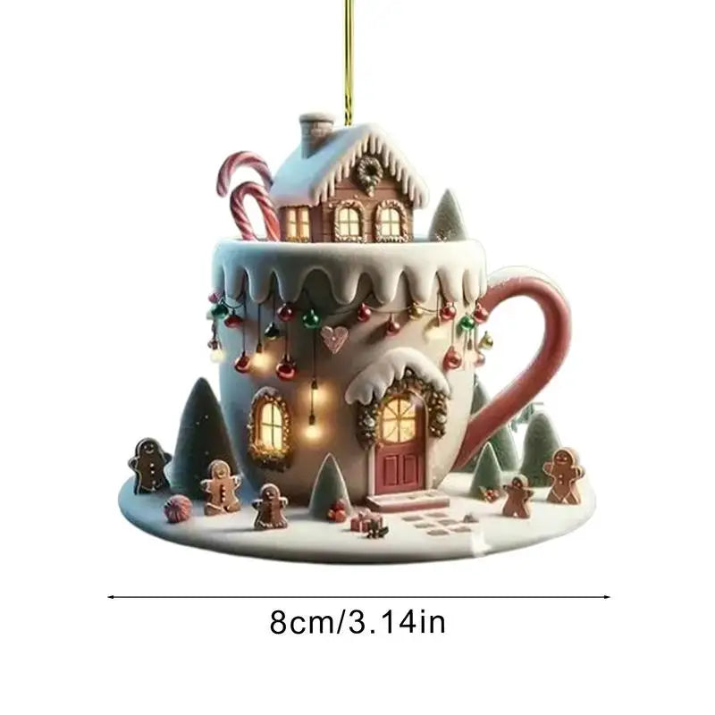 Christmas Coffee Cup Ornaments Coffee Mug Decorative Tree