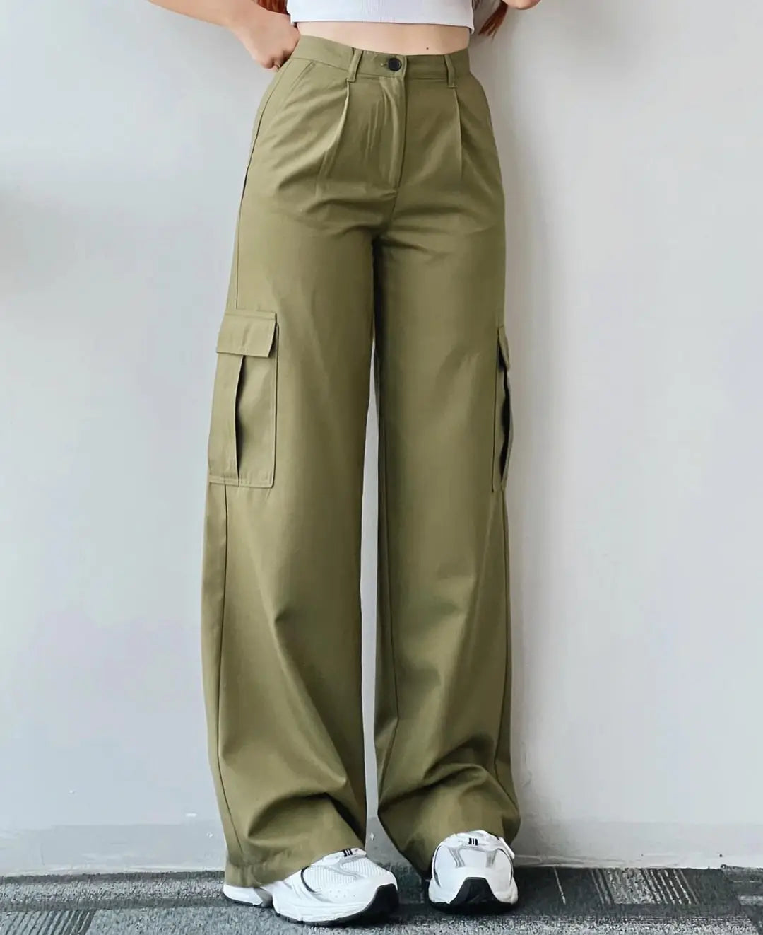 New Straight Cargo High Waist Baggy Trousers